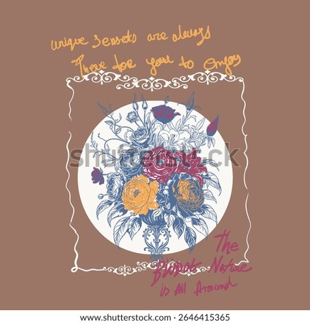 Hand writing typography text print. Nature flowers graphic tee. girls hand drawn flowers graphics for tee tops sweatshirt. bloom your life slogan text t-shirt print design