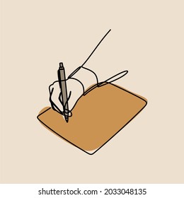 Hand writing use pen oneline continuous line art premium vector