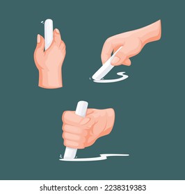 Hand writing using chalk on board symbol cartoon illustration vector