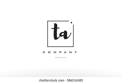 hand writing written black white alphabet company letter logo square background small lowercase design creative vector icon template ta t a