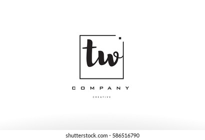 hand writing written black white alphabet company letter logo square background small lowercase design creative vector icon template tw t w