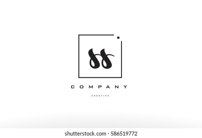hand writing written black white alphabet company letter logo square background small lowercase design creative vector icon template 