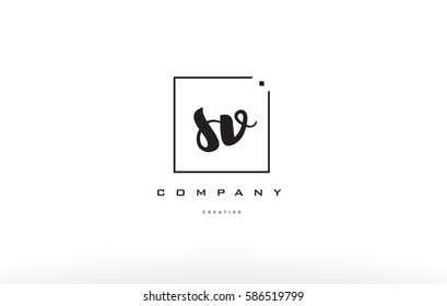 hand writing written black white alphabet company letter logo square background small lowercase design creative vector icon template 