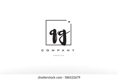 hand writing written black white alphabet company letter logo square background small lowercase design creative vector icon template 