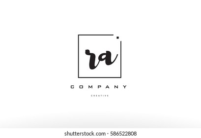 hand writing written black white alphabet company letter logo square background small lowercase design creative vector icon template 
