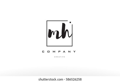 hand writing written black white alphabet company letter logo square background small lowercase design creative vector icon template 