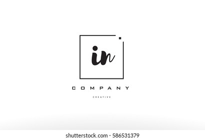 hand writing written black white alphabet company letter logo square background small lowercase design creative vector icon template 