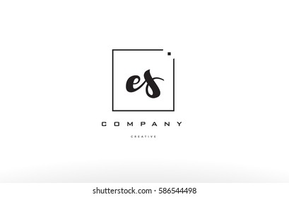 hand writing written black white alphabet company letter logo square background small lowercase design creative vector icon template 