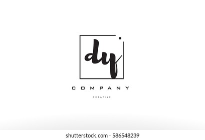 hand writing written black white alphabet company letter logo square background small lowercase design creative vector icon template 