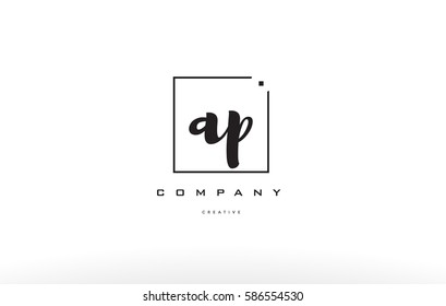 hand writing written black white alphabet company letter logo square background small lowercase design creative vector icon template 