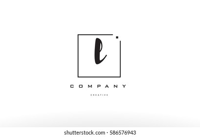 hand writing written black white alphabet company letter logo square background small lowercase design creative vector icon template 