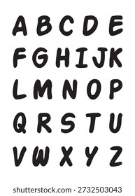 Hand Written Alphabet. ABC Painted Font Letters.