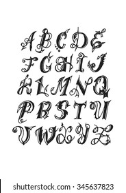 hand written alphabet design. vector illustration