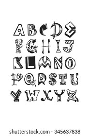 hand written alphabet design. vector illustration