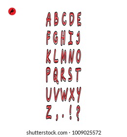 Hand written  alphabet isolated on white. Calligraphic letters. Hand written  alphabet isolated on white. Calligraphic letters. Hand drawn pen font. Modern spray lettering. Grunge style alphabet. Call