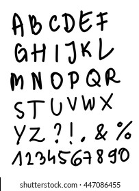 Hand written alphabet and numbers vector