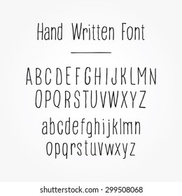 Hand Written Alphabet. Upper And Lower Case Hipster Font. 