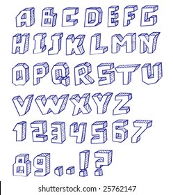 Hand written alphabet. Vector.