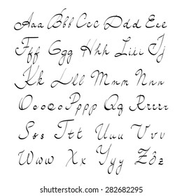 Hand written alphabet, vector