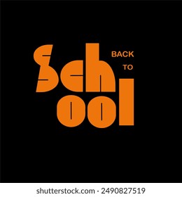 Hand written Back to school lettering Label in modern and simple style on black background. Vector illustration. 