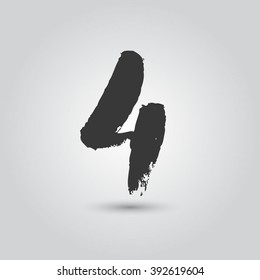 Hand written brush line Number four