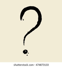 Hand written brush stroke question mark
