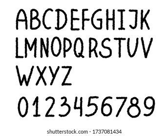 hand written bubble smooth font with numbers