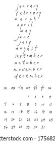 hand written calendar