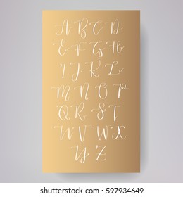 Hand written calligraphic alphabet. Curl soft lines and swirls. A to Z uppercase font.