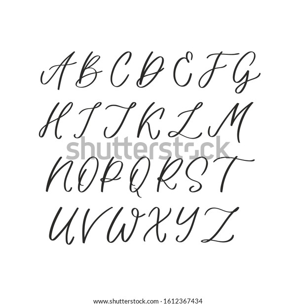 Hand Written Calligraphic Alphabet Uppercase Letters Stock Vector ...