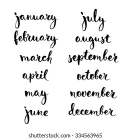 Hand written calligraphic months. 