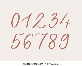 Hand written calligraphic numbers. Modern vector lettering can be used for wedding invitations, posters, prints. Vector hand made font