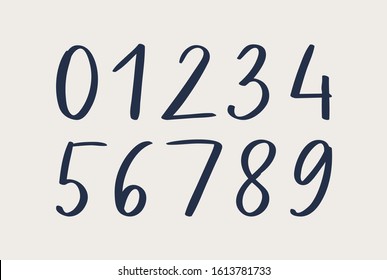 Hand written calligraphic numbers. Modern vector lettering can be used for wedding invitations, posters, prints. Vector hand made font black on white background