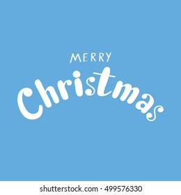 Hand written calligraphic phrase Merry Christmas on blue background