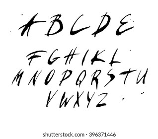 Hand written calligraphy alphabet. Vector letters.