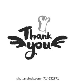 Hand written calligraphy Thank You Chef lettering. Isolated on white background. Clipping paths included.