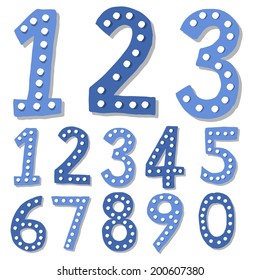 Hand written chalkboard number letters from 0 to 9, vector 