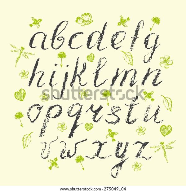 Hand Written Charcoal Lowercase English Alphabet Stock Vector Royalty Free
