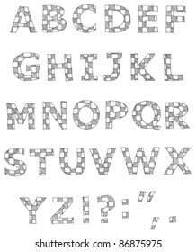 Handgeschriebenes, kariertes Alphabet