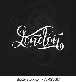 Hand written city name. Hand lettering calligraphy. London. Hand made Lettering, vector illustration