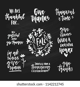Hand written collection of thanksgiving quotes and phrases.