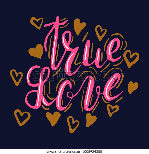 Hand Written Color Lettering True Love Stock Vector (Royalty Free ...