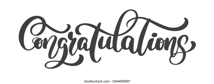 Hand written Congratulations calligraphy text, vector Lettering. Calligraphic banner