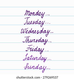 hand written days