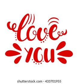 Hand written design element. Brush lettering Love you. Vector illustration EPS10.