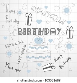 hand written doodle birthday elements
