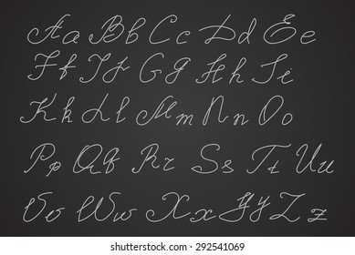 Hand written or hand drawn letters, script letters. Calligraphy letters. 