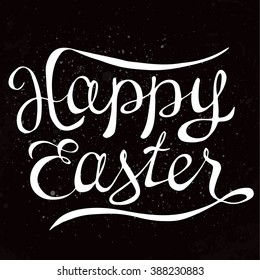 Hand written Easter phrase. Greeting card text templates. Happy easter lettering in modern calligraphy style. Vector holiday  illustration of handwritten Happy Easter.