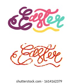 Hand written Easter phrases .Greeting card text templates isolated on white background. Happy easter lettering modern calligraphy style. Easter text