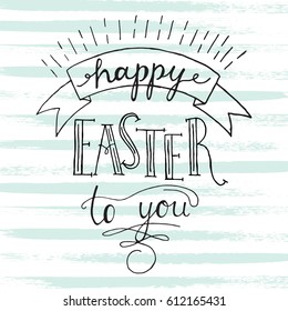 Hand written Easter phrases .Greeting card text templates with Easter eggs isolated on white background. 
